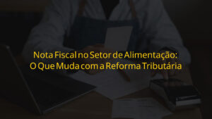Nota fiscal no setor de alimentação — profissional com avental consultando documentos e calculadora