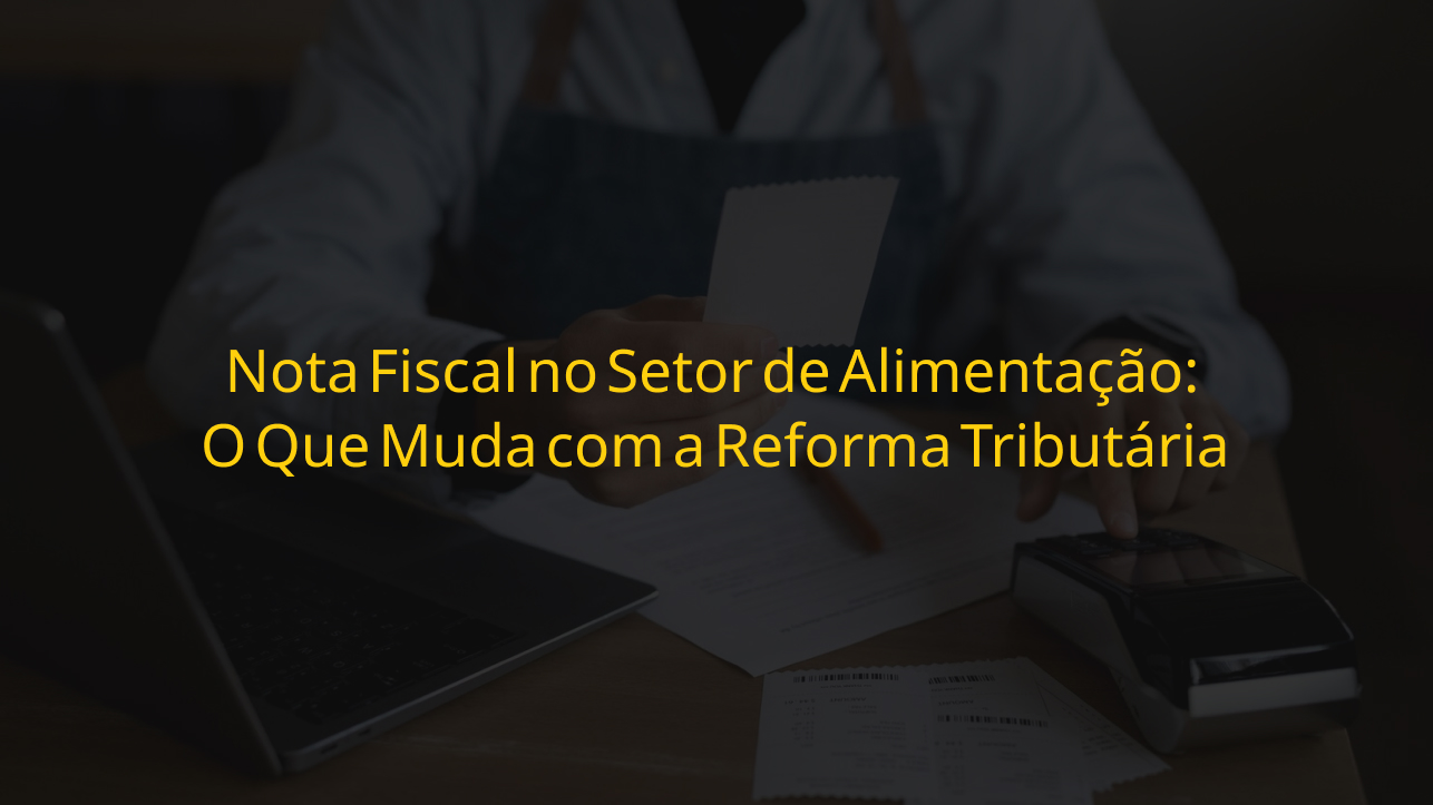 Nota fiscal no setor de alimentação — profissional com avental consultando documentos e calculadora